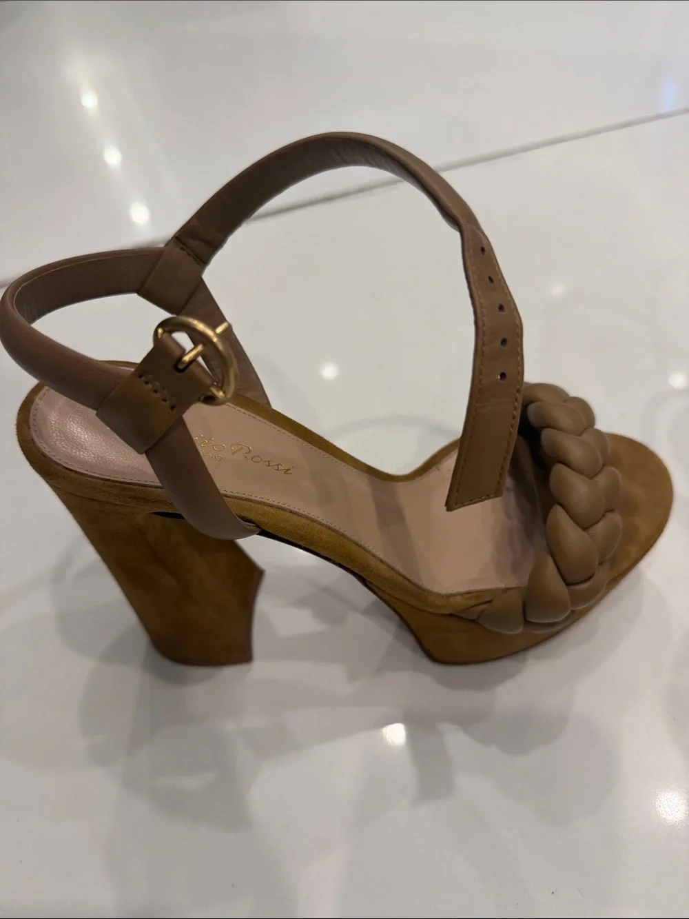 Gianvito Rossi Brown Braided Platform Sandals